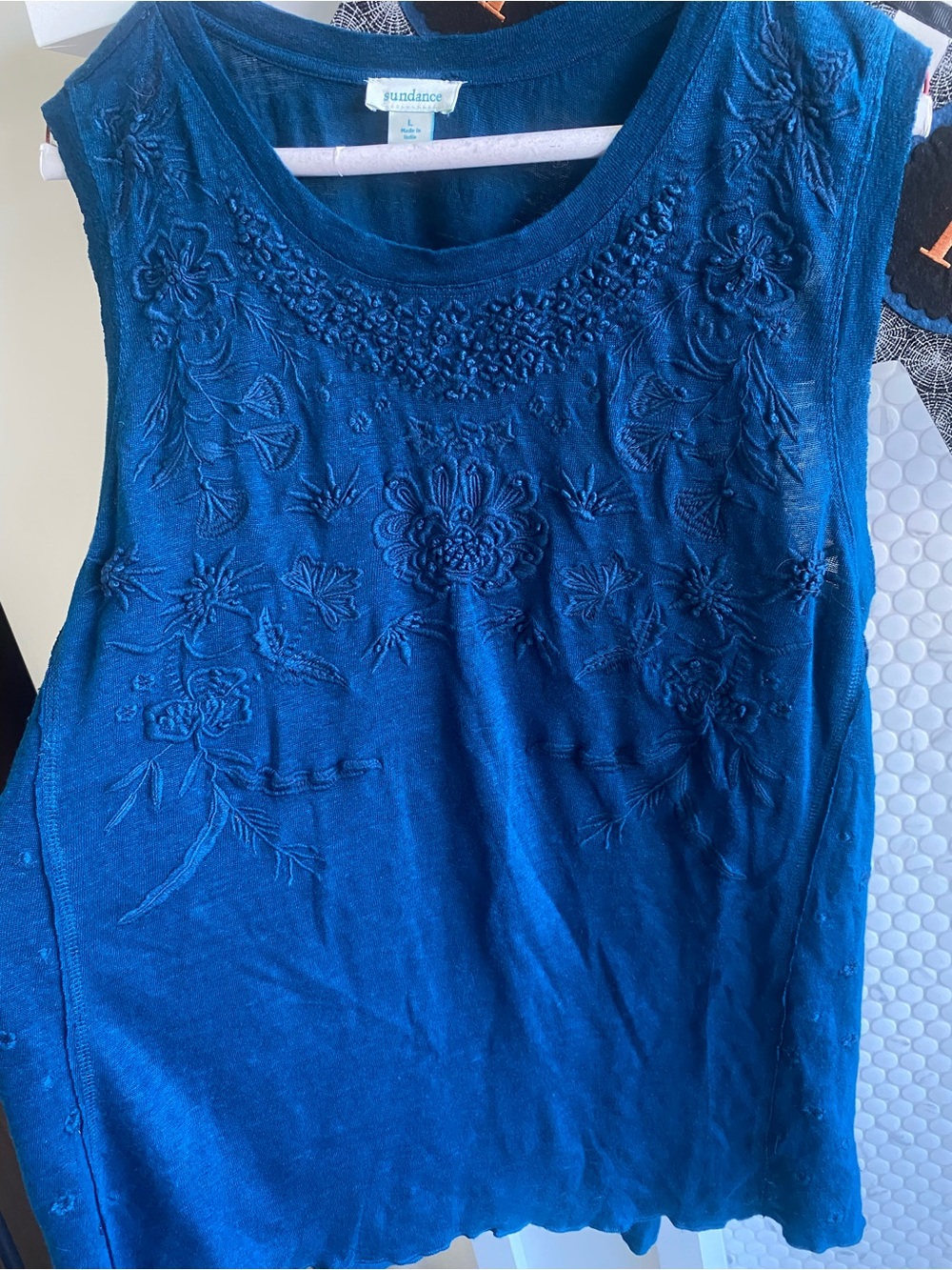 Sundance Teal Embroidered Sleeveless Tank